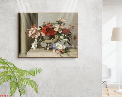 File gốc Tranh tĩnh vật sơn dầu hoa châu âu TV456 (ảnh chi tiết) để in lụa