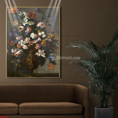 File PSD Tranh tĩnh vật sơn dầu hoa châu âu TV476 (gốc) nhiều lớp (multi-layer)