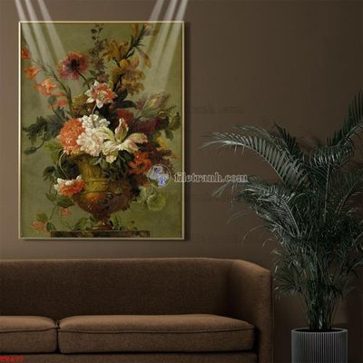 File tranh Tranh tĩnh vật sơn dầu hoa châu âu TV477 (ảnh gốc) không bị mờ