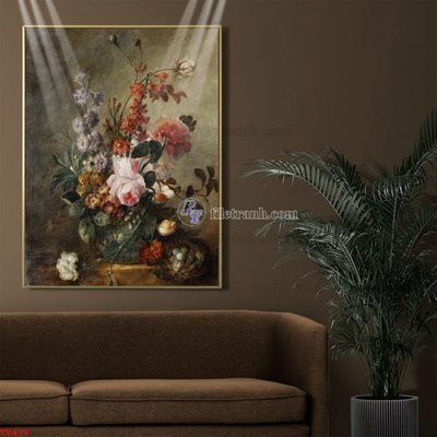 File PSD Tranh tĩnh vật sơn dầu hoa châu âu TV479 (gốc) cho in quảng cáo