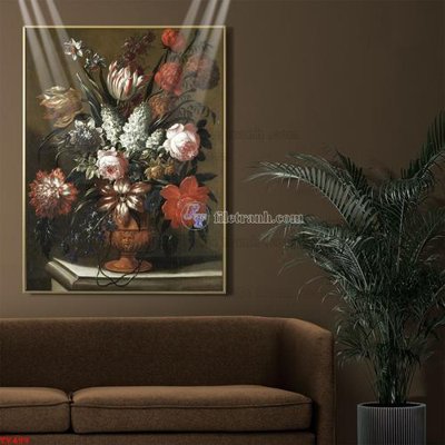 File tranh Tranh tĩnh vật sơn dầu hoa châu âu TV499 (gốc) chủ đề thiên nhiên
