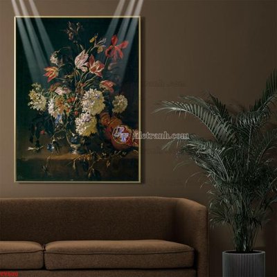 File gốc Tranh tĩnh vật sơn dầu hoa châu âu TV500 (in 3D) nghệ thuật