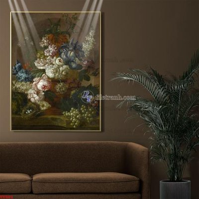 Ảnh gốc Tranh tĩnh vật sơn dầu hoa châu âu TV501 (độ nét cao) in mica