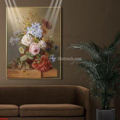 File PSD Tranh tĩnh vật sơn dầu hoa châu âu TV503 (bản gốc) độ phân giải cao