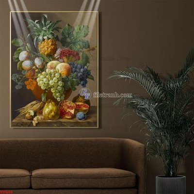 File tranh Tranh tĩnh vật sơn dầu hoa châu âu TV504 (file gốc) chủ đề phong thủy