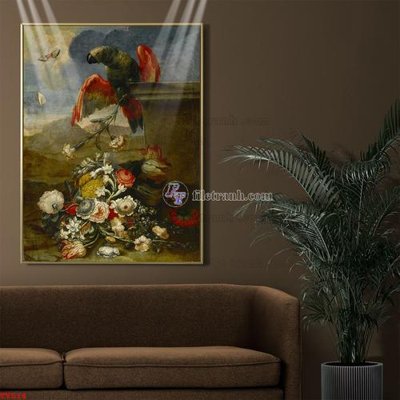 File PSD in ấn Tranh tĩnh vật sơn dầu hoa châu âu TV514 (chất lượng cao)