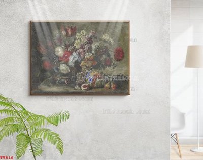Tải file Tranh tĩnh vật sơn dầu hoa châu âu TV516 (gốc) làm tranh treo tường