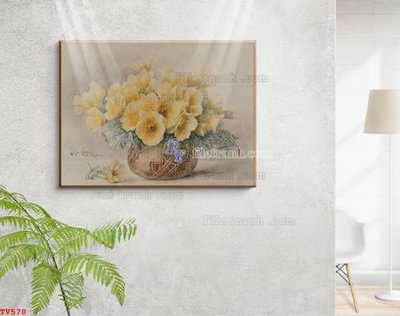 File tranh trang trí Tranh tĩnh vật sơn dầu hoa châu âu TV570 (tải file gốc)