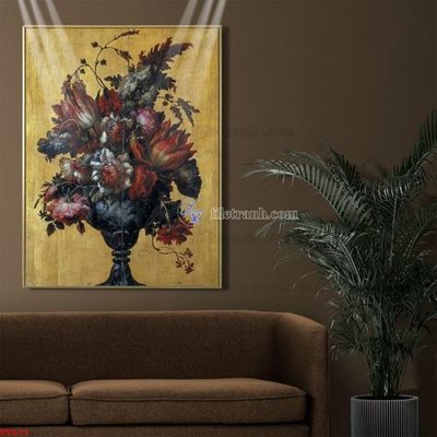 File in mica Tranh tĩnh vật sơn dầu hoa châu âu TV573 (bản gốc) siêu trong