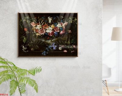 File PSD Tranh tĩnh vật sơn dầu hoa châu âu TV576 (nguyên gốc) chất lượng cao