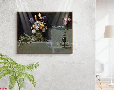 File gốc Tranh tĩnh vật sơn dầu hoa châu âu TV580 (phong cách) cổ điển
