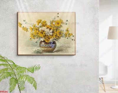 Tải file tranh gốc Tranh tĩnh vật sơn dầu hoa châu âu TV586 chất lượng cao