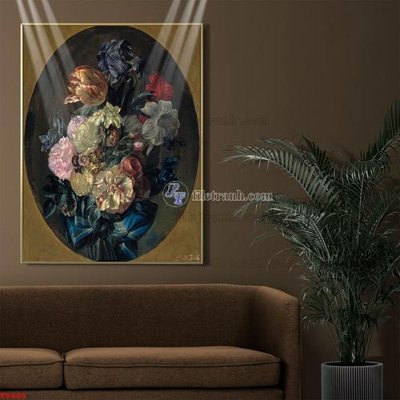 File in trần Tranh tĩnh vật sơn dầu hoa châu âu TV605 (bản gốc) trời sao