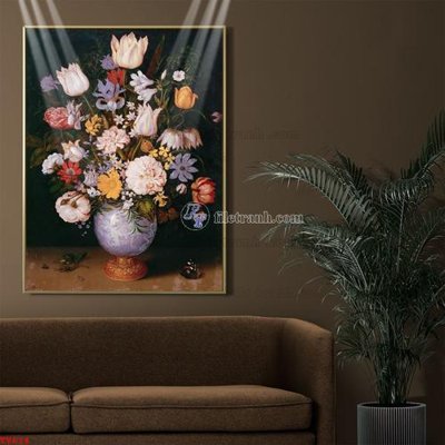 File ảnh Tranh tĩnh vật sơn dầu hoa châu âu TV614 (gốc) in biển hiệu