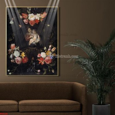 File gốc Tranh tĩnh vật sơn dầu hoa châu âu TV618 (in lụa) chi tiết cao