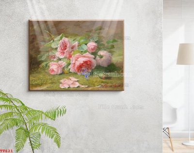 Tải file Tranh tĩnh vật sơn dầu hoa châu âu TV621 (gốc) làm file in ấn