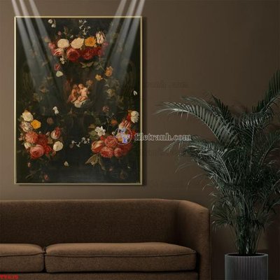 File tranh Tranh tĩnh vật sơn dầu hoa châu âu TV635 (ảnh gốc) độc quyền