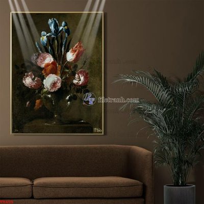 Tải file Tranh tĩnh vật sơn dầu hoa châu âu TV655 (ảnh gốc) in gạch men