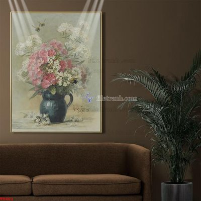 Download file Tranh tĩnh vật sơn dầu hoa châu âu TV661 (gốc) in mica ốp bếp