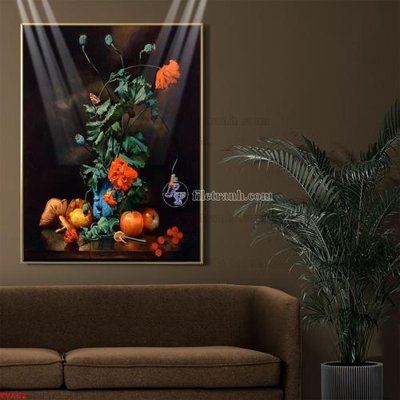 File gốc Tranh tĩnh vật sơn dầu hoa châu âu TV662 (phong cách) tối giản