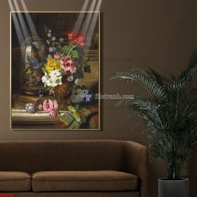 Chi tiết file tranh tráng gương Tranh tĩnh vật sơn dầu hoa châu âu TV674 (ảnh gốc)