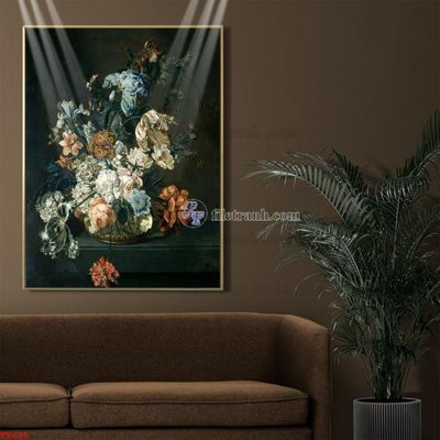 File ảnh Tranh tĩnh vật sơn dầu hoa châu âu TV685 (gốc) in Hiflex