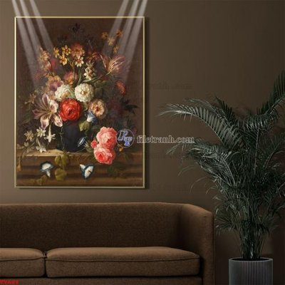 File in ấn Tranh tĩnh vật sơn dầu hoa châu âu TV689 (bản gốc) sắc nét