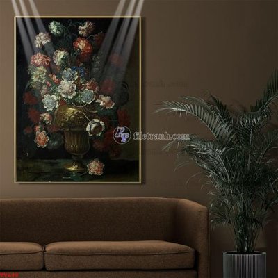 File in trần Tranh tĩnh vật sơn dầu hoa châu âu TV699 (file gốc) hoa văn 3D