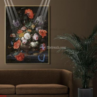 File ảnh Tranh tĩnh vật sơn dầu hoa châu âu TV729 (gốc) in standee