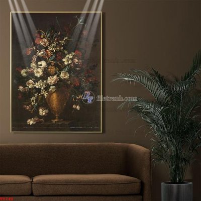 File in lụa Tranh tĩnh vật sơn dầu hoa châu âu TV740 (phong cảnh) Tranh tĩnh vật sơn dầu hoa châu âu TV740