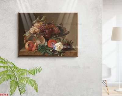Tải file tranh gốc Tranh tĩnh vật sơn dầu hoa châu âu TV744 chất lượng cao