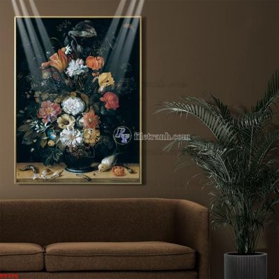 File in trần Tranh tĩnh vật sơn dầu hoa châu âu TV750 (bản gốc) bầu trời