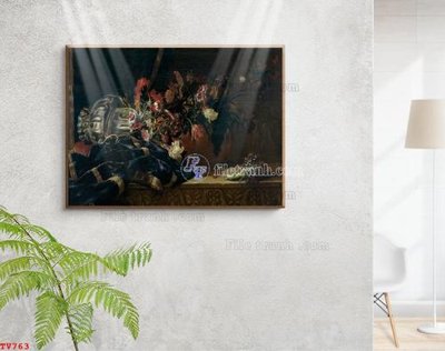Tải file Tranh tĩnh vật sơn dầu hoa châu âu TV763 (ảnh gốc) in gạch men