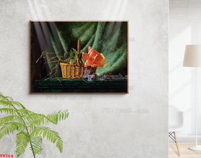 Download file gốc Tranh tĩnh vật sơn dầu hoa châu âu TV764 (in mica) logo