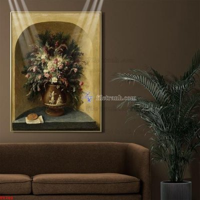 File in mica Tranh tĩnh vật sơn dầu hoa châu âu TV768 (bản gốc) sắc sảo