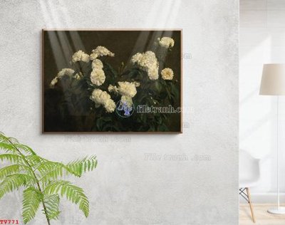 File tranh Tranh tĩnh vật sơn dầu hoa châu âu TV771 (gốc) in backlit film