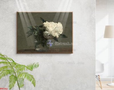 File tranh trang trí Tranh tĩnh vật sơn dầu hoa châu âu TV792 (file gốc)