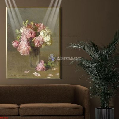 Download file gốc Tranh tĩnh vật sơn dầu hoa châu âu TV799 (in mica) trong suốt