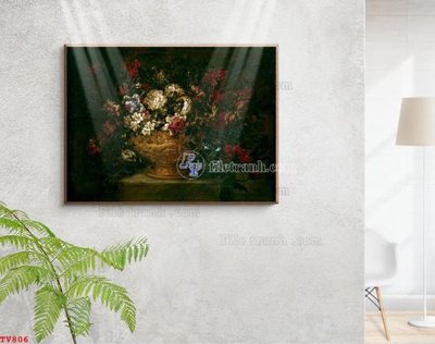 Tải file Tranh tĩnh vật sơn dầu hoa châu âu TV806 (gốc) in ấn ngay lập tức