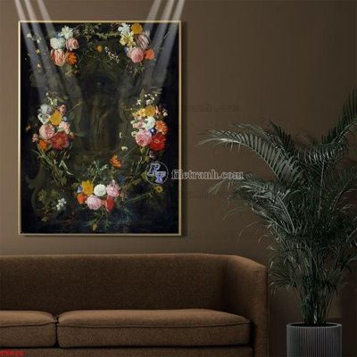 File gốc Tranh tĩnh vật sơn dầu hoa châu âu TV810 (in lụa) tranh mã đáo