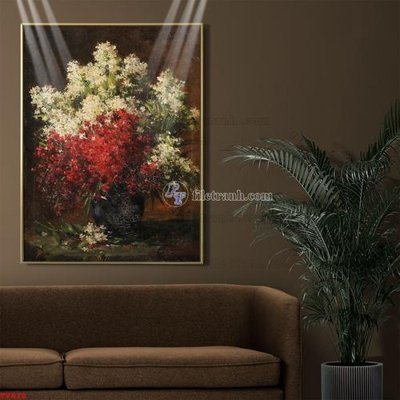 Download file Tranh tĩnh vật sơn dầu hoa châu âu TV818 (gốc) in mica cao cấp