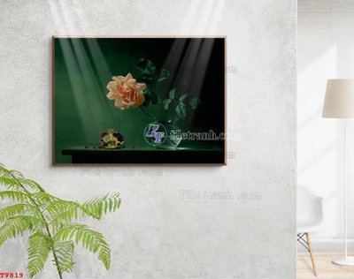 File ảnh Tranh tĩnh vật sơn dầu hoa châu âu TV819 (gốc) in Hiflex