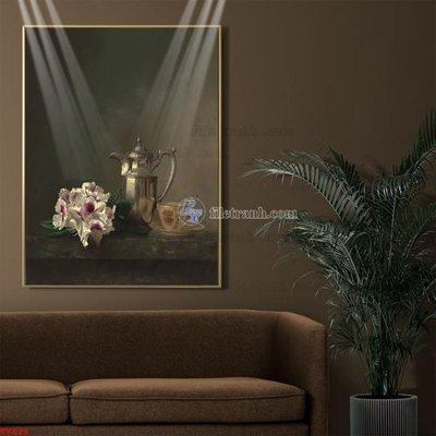 File in trần Tranh tĩnh vật sơn dầu hoa châu âu TV829 (file gốc) phong thủy