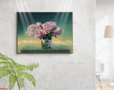 Tải file gốc Tranh tĩnh vật sơn dầu hoa châu âu TV844 (in khổ lớn) không mờ