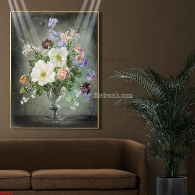 Chi tiết file tranh tráng gương Tranh tĩnh vật sơn dầu hoa châu âu TV858 (ảnh gốc)