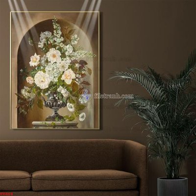 File in trần Tranh tĩnh vật sơn dầu hoa châu âu TV864 (bản gốc) bầu trời