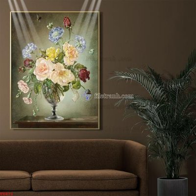 Chi tiết file gốc Tranh tĩnh vật sơn dầu hoa châu âu TV871 (cho in tráng gương)