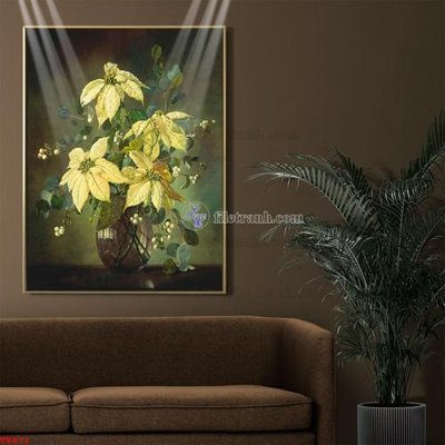 File tranh trang trí Tranh tĩnh vật sơn dầu hoa châu âu TV873 (file gốc)
