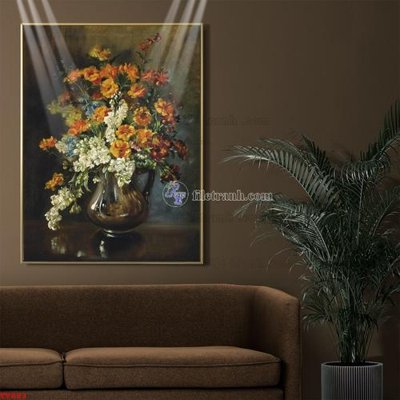 Tải file Tranh tĩnh vật sơn dầu hoa châu âu TV883 (gốc) chủ đề tôn giáo