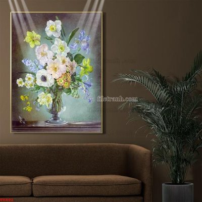 File PSD Tranh tĩnh vật sơn dầu hoa châu âu TV892 (gốc) nhiều lớp (multi-layer)